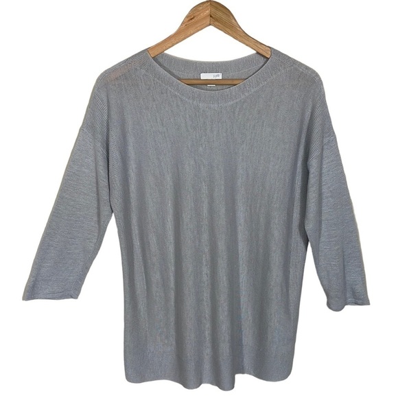 J.Jill Sweater Blouse Top Blue Linen Business Casual Preppy Academia Chic Small - Picture 1 of 8